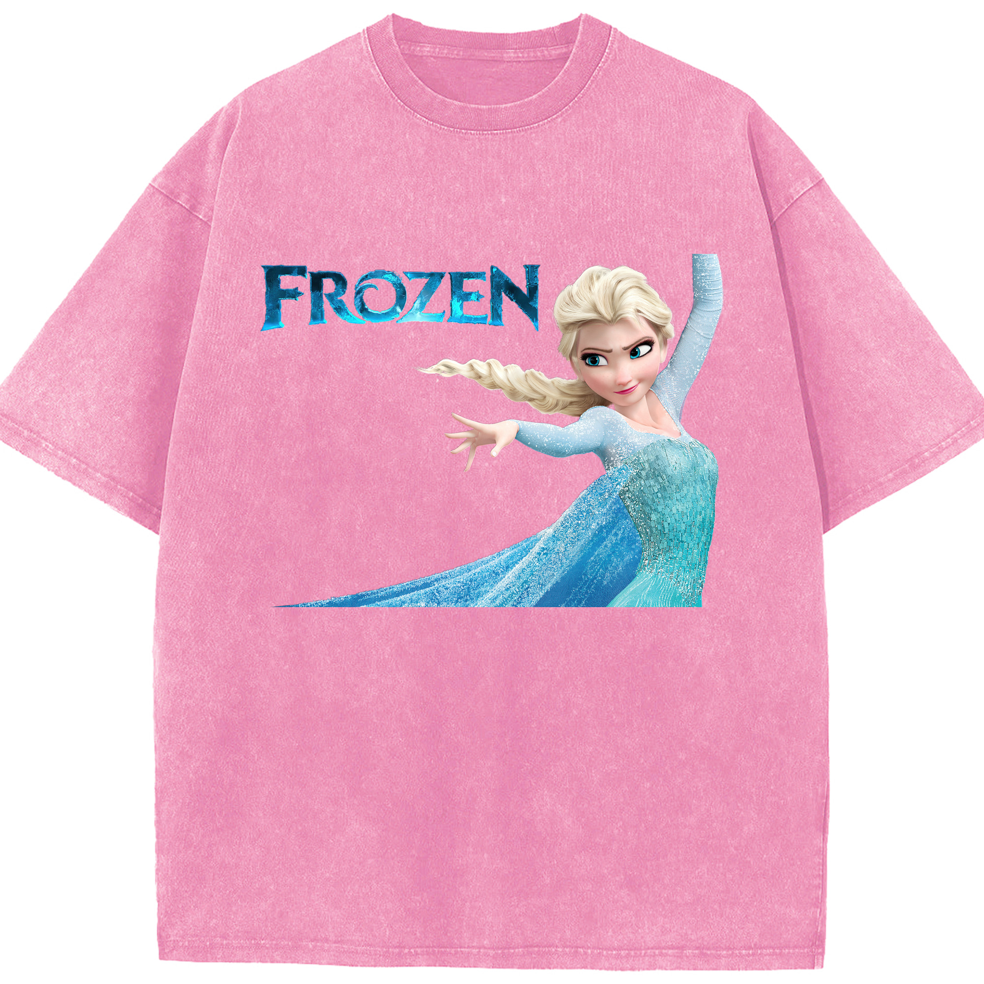 （画像用） アナと雪の女王 アンナ エルサ Frozen Anna Elsa 綿100% ヴィンテージ風 半袖Tシャツ（フロントプリント）